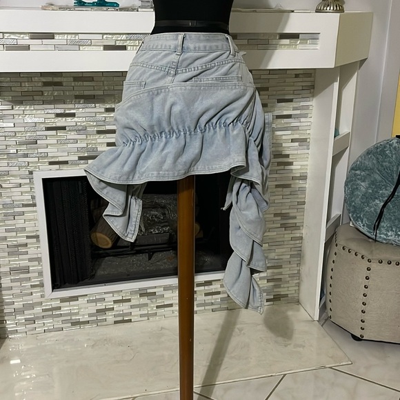 Innovare Denim Eleanor Stylish Denim Ruffle mini Skirt size S - Picture 5 of 11